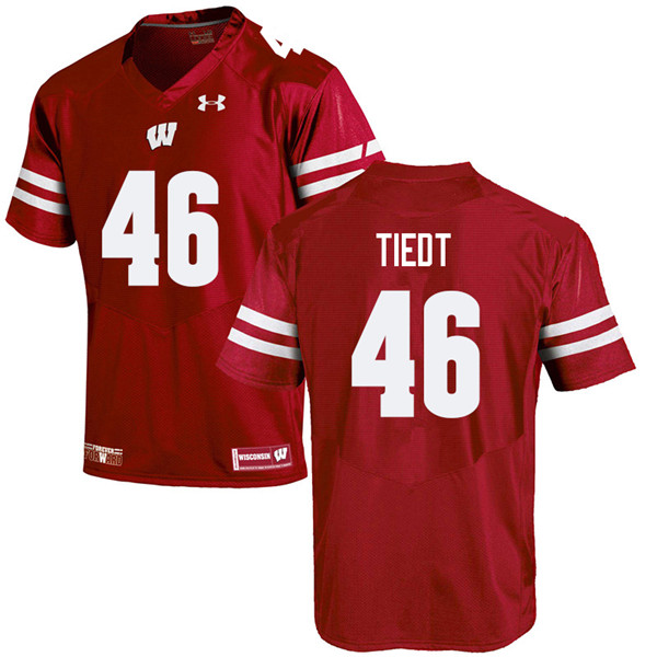 Wisconsin Badgers Men's #46 Hegeman Tiedt NCAA Under Armour Authentic Red College Stitched Football Jersey IG40Q68LT